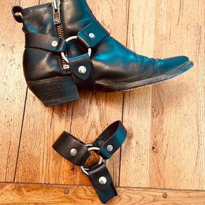 FRYE Leather Motorcycle Boot Harness Straps w/ original bag